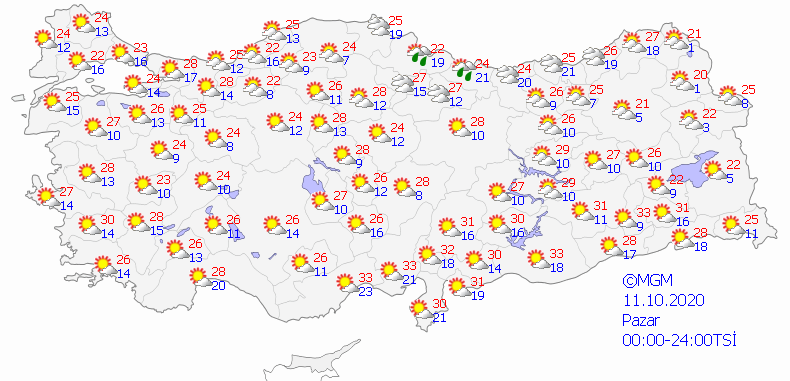 aktuelle Wetterkarte Türkei