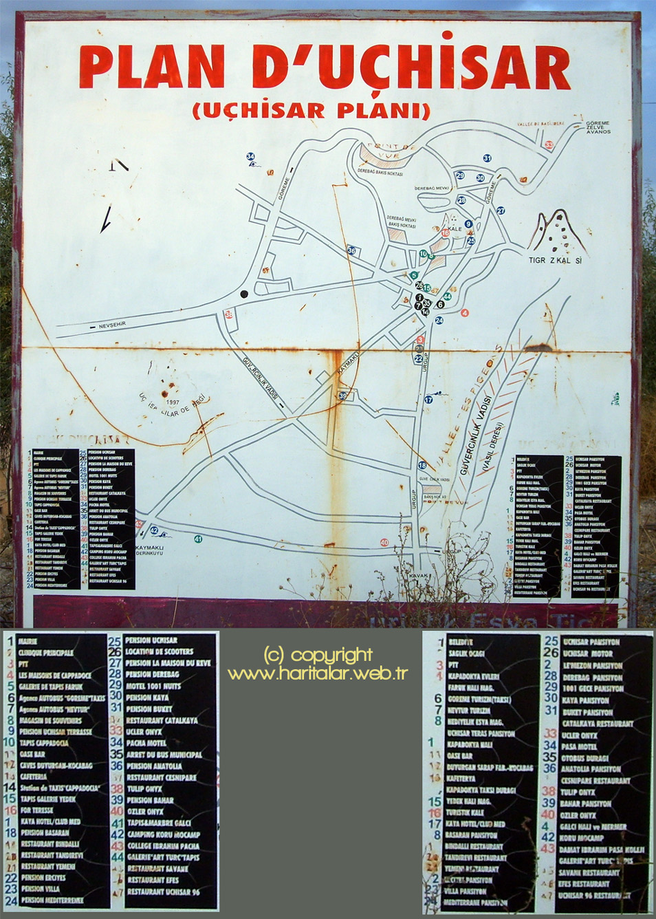 Kapadokya Uhisar haritas / Uhisarllar Dernei 1997